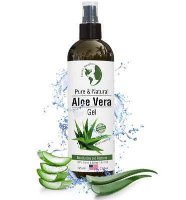 Earth&#39;s Daughter Organic Aloe Vera Gel from 100 Pure and Natural Cold Pressed Aloe - Moisturizes - Great for Face - Hair- Sunburn - Aftershave - Bug Bites - 12 oz.