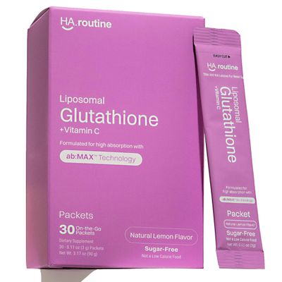 Haroutine Liposomal Glutathione Powder, 125mg L-Glutathione Sugar-Free Flavored Packets, 100mg Vitamin C, Powerful Antioxidant Supplement for Skin, Beauty Health Detox Support, 30 Packets - Lemon