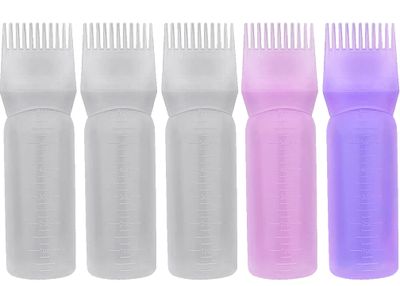 EZPRO USA Empty Scalp Comb Applicator 7oz for All Purpose Oil Squeeze Bottle, Pressurized Plastic Comb Color Applicator, Refillable, BPA Free, Hair Treatment, 200ml, Clear, Pack of 5