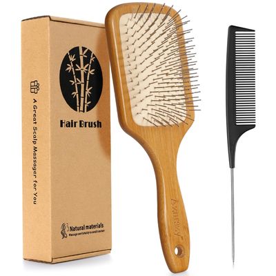 Hair Brush for Thick Curly Hair, Aznrszy Multipurpose Head Scalp Massager with Air CusionStainless Steel Bristles, Men Women Brush for Scalp StimulationDaily Hair Care (Square)