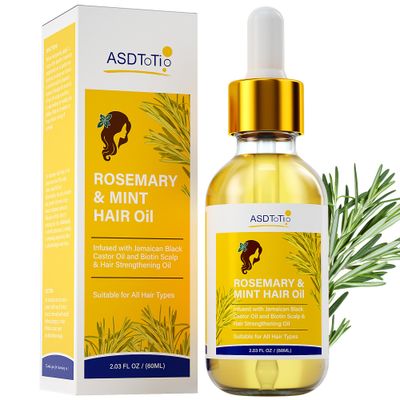 Rosemary Mint Hair Oil with Biotin- For split end careNourishes Scalp, Rid of Itchy Dry Scalp, Anti Hair Loss Hair Strengthening Oil- 2 FL OZ