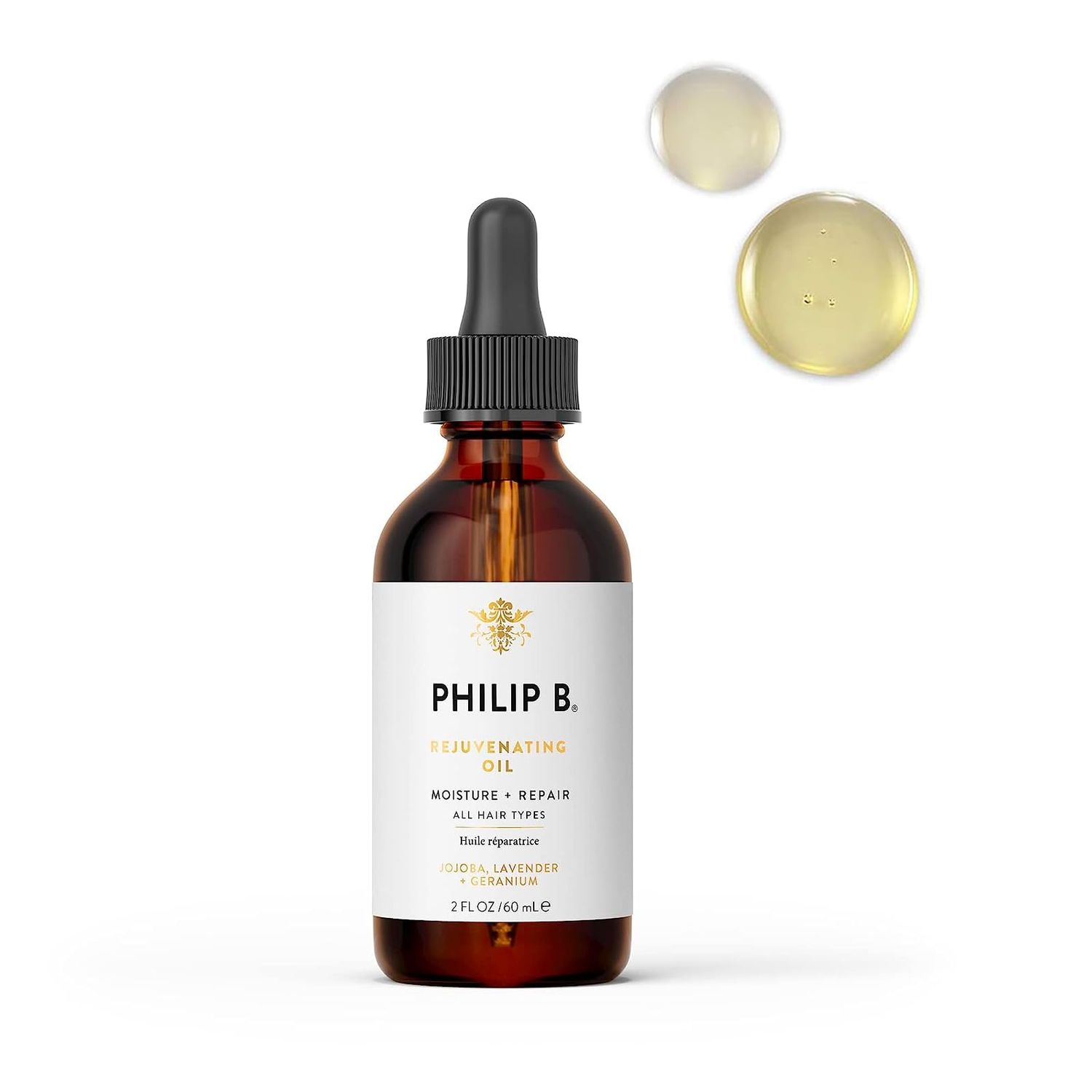 PHILIP B Rejuvenating Oil 2 oz. (60 ml) Long-Term Hair Repair, Youthful Bounce, Strength and Shine
