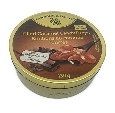 Cavendish Harvey Filled Caramel Drops with Caramel Filling 4.5 Ounce Tin - 1 Pack