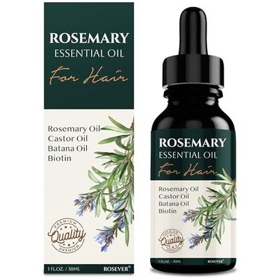 ROSEVER Rosemary Oil for Hair Growth - Organic Essential Oil for Men and Women, Hair Serum for Damaged and Dry Hair, 30ml, Green