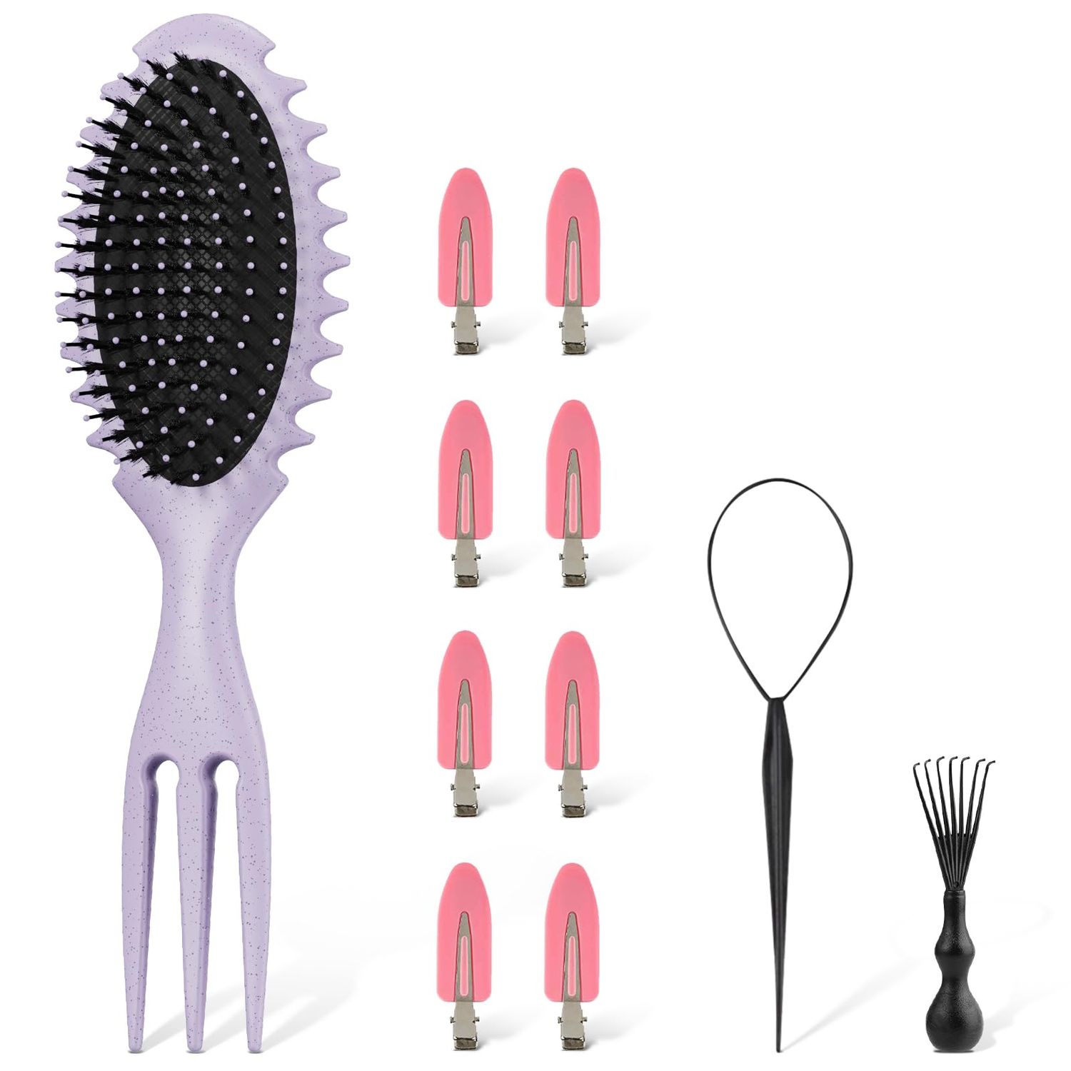 Curl Defining Hair Brush, Wet Hair Brush for Women and Men, Detangler Hairbrush for Wet Dry, Styling Brush for Curly Hair, Shaping and Defining Curls for LongWavyDamaged Hair, Violet