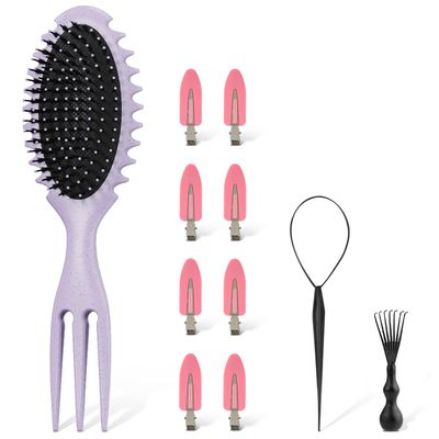 Curl Defining Hair Brush, Wet Hair Brush for Women and Men, Detangler Hairbrush for Wet Dry, Styling Brush for Curly Hair, Shaping and Defining Curls for LongWavyDamaged Hair, Violet