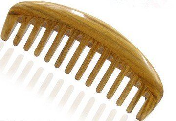 Myhsmooth Gs-by-wt Wide Tooth Wood Handmade Natural Green Sandalwood No Static Comb with Aromatic Scent for Detangling Curly Hair and Gift (5.8&quot;)