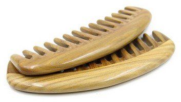 Myhsmooth Gs-by-wt Wide Tooth Wood Handmade Natural Green Sandalwood No Static Comb with Aromatic Scent for Detangling Curly Hair and Gift (5.8")
