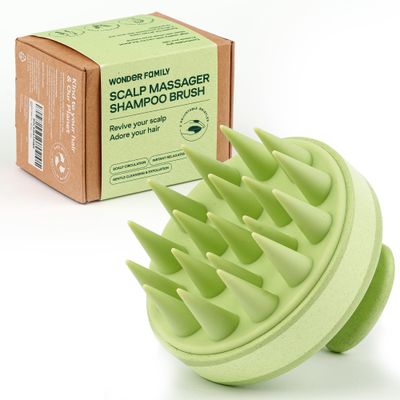 Silicone Scalp Scrubber for Shower - Shampoo Brush Scalp Massager for Hair Growth for Men, Women - Head Massager for Hair Growth - Alternative to Shampoo Comb - 2 Heads (Green)
