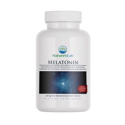 Nature&#39;s Lab Fast Melt Melatonin Tablets - 25 mg of L-Theanine 6mg of Melatonin - 60 Count