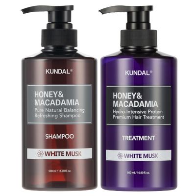 KUNDAL Natural Shampoo and Conditioner Set White Musk - Korean Hair Care, Long Lasting Fragrance, Moisturize, Nourish, Frizz Control, Argan Macadamia Oil, Sulfate-Free 16.9fl oz (Pack of 2)