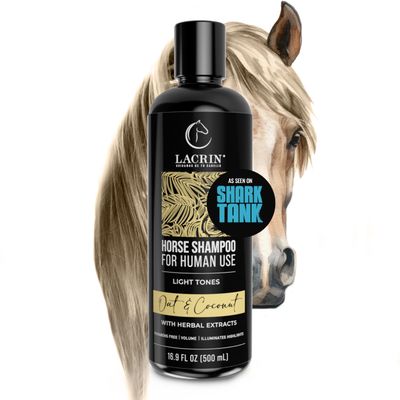LACRIN Oat and Coconut Horse Shampoo for Human Use - As Seen on Shark Tank - Gentle, Hydrating, Paraben-Free, Sensitive Scalp Shampoo for Hair Growth Strengthening, 16.9 Fl Oz, 1-Pack