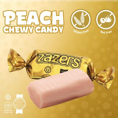 Zazers Gold Chewy Foil Candy - 1 Pound - Peach Flavor - Individually Wrapped, Perfect for Color Themed Party Decor, Great for Office, Reception, Buffet, Kosher, Gluten-Free, Nut-Free