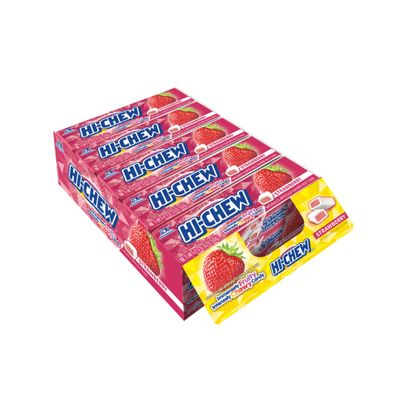 HI-CHEW Strawberry Sticks, 15-Pack, Soft Chewy Candy, 1.76oz Each, Bulk Candy Individually Wrapped - Made with Immensely Juicy Fruity Flavors