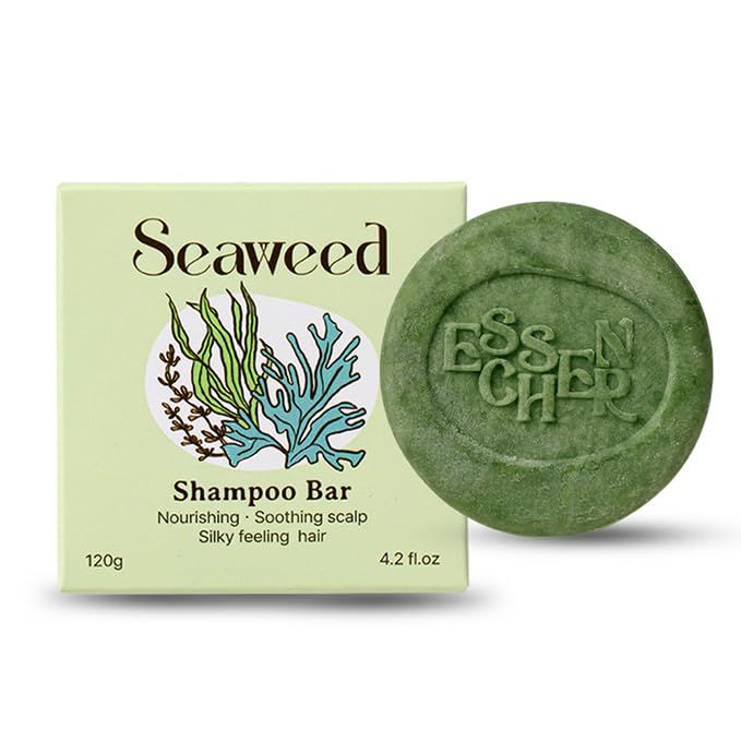 Essencher Seaweed Shampoo Bar for Hair Nourishing Soothing Scalp Silky Feeling Volume Vegan Natural Solid Shampoo Paraben,Sulfate,Silicone Free 120g (4.2 oz)