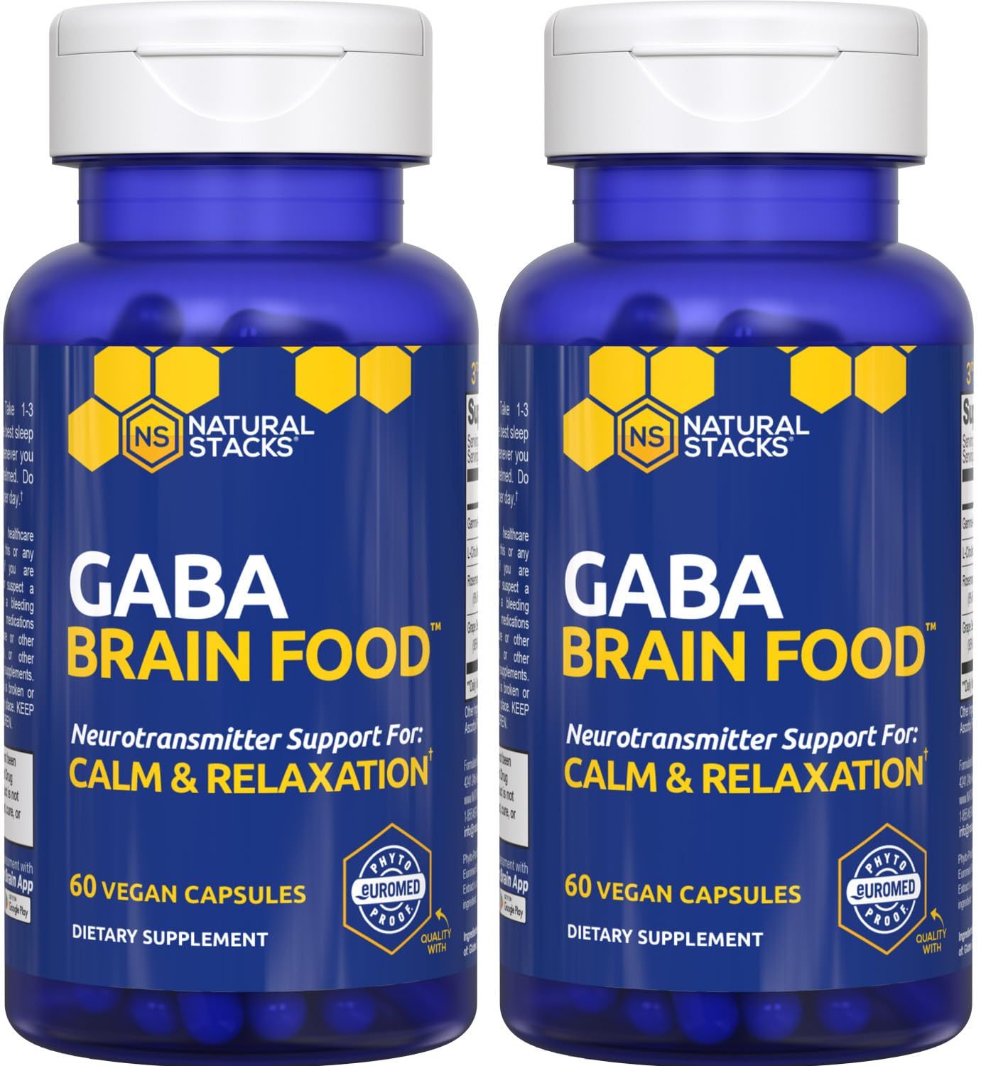 GABA Brain Food - GABA Supplement with L-Citrulline Grape Seed Extract - Supports Calm Relaxation - Nighttime Sleep Aid - Supports Production of Gamma Aminobutyric Acid - 120 L-Citrulline Capsules
