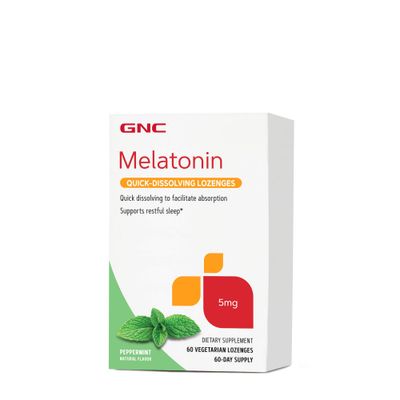 GNC Melatonin Quick-Dissolving Lozenges 5 mg - Peppermint Supports Restful Sleep 60 Lozenges