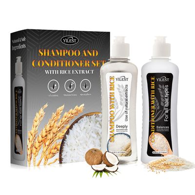 Zgxhga Rice Water Shampoo and Conditioner Set for Hair Growth, Strengthening, Anti-Thinning, Suitable for All Hair Types
