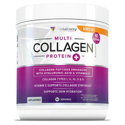 Multi Collagen Peptides Powder for Women - Hydrolyzed Unflavored Collagen Powder for Women with Types I II III V X Plus Vitamin C Hyaluronic Acid for Beautiful Hair Skin and Nails - 60 Servings