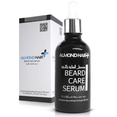 Almond Hair Beard Serum for Men - 50ml Professional Beard Growth Serum - Natural Beard Care Serum with Biotin for Hair Growth and Nourishment - Premium Beard Oil for Thicker, Fuller Beard (1 Pack)