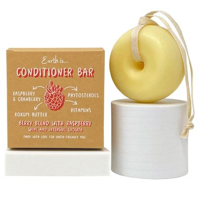 EARTH IS...Conditioner Bar - All Hair Types - All-Natural Hydrating Hair Conditioner - Eco-Friendly Hair Care - Plastic Free - PH-Balanced - Vegan - Biodegradable, 3.2oz (Berry Blend with Raspberry)