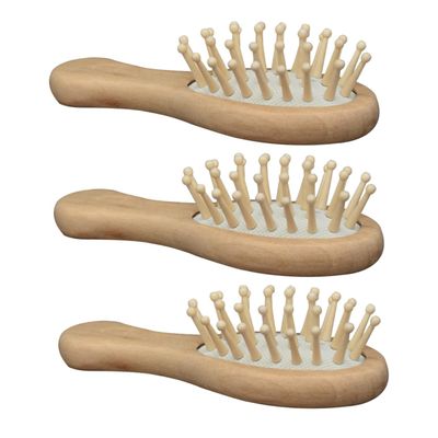 Ipetboom 1set Comb Portable Wooden Hairbrush with Cushion Massager Mini Design for Relief and Scalp Massage for Girls and Ladies