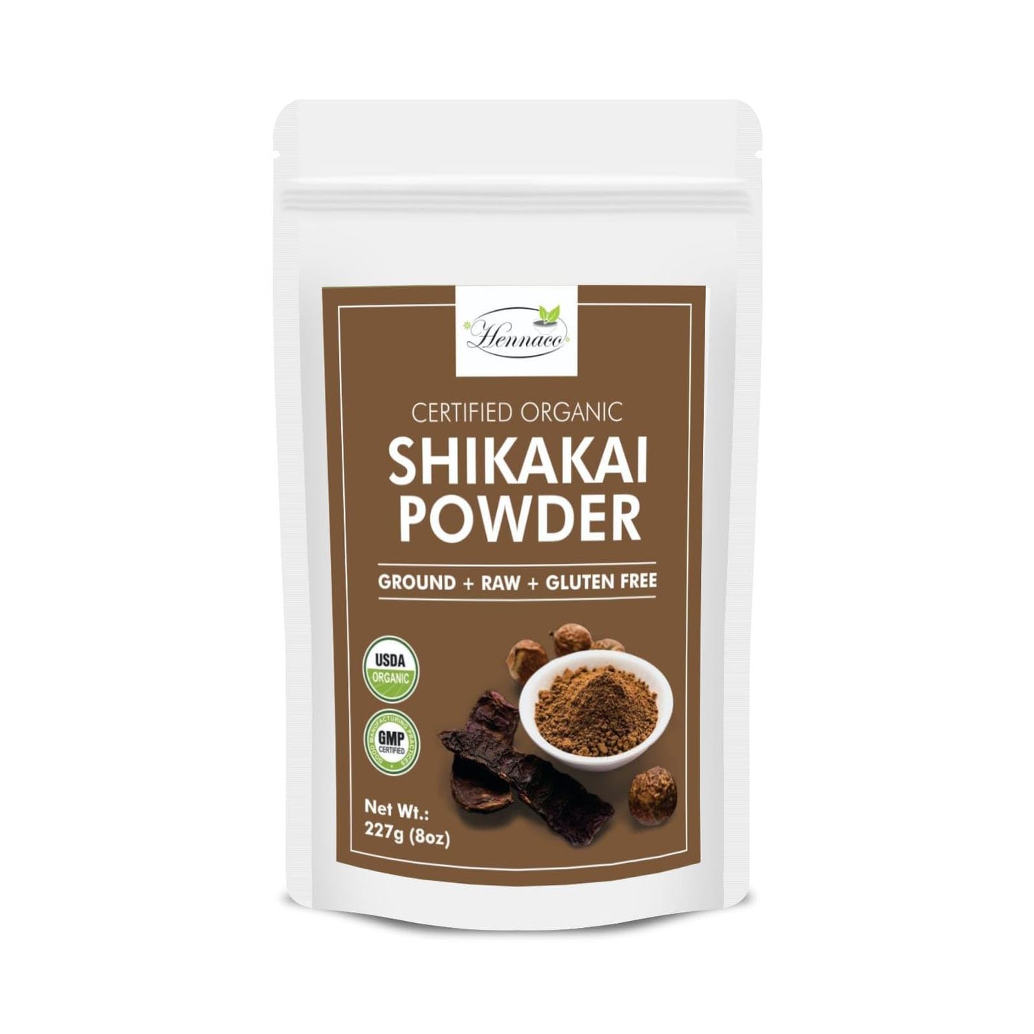 hennaco Organic Shikakai Powder - 227 Grams (8 Oz) Acacia concinna Powder, Natural Hair Cleansing Conditioning - Organic Hair Wash Powder, Shikakai Powder for Hair