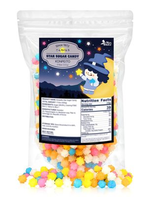 NICE WITCH&#39;S Konpeito Sugar Candy - Big Size 500g(17.63 Ounce) Sweet And ColorfulHandmade Star Candy