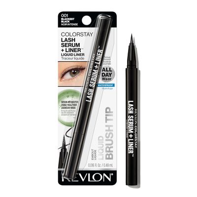 REVLON ColorStay Lash Serum Liner, Waterproof Eyeliner, Healthier Looking Eyelashes, Smudge-Resistant Flexible Brush Tip, 001 Blackest Black