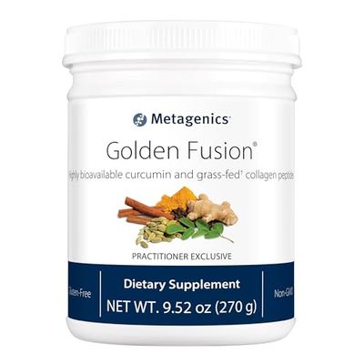 Metagenics Golden Fusion - Bioavailable Curcumin - Grass-Fed Collagen Peptides - with Black Pepper, Cardamom Cinnamon Bark - Non-GMO Gluten Free - 30 Servings - 9.52 oz