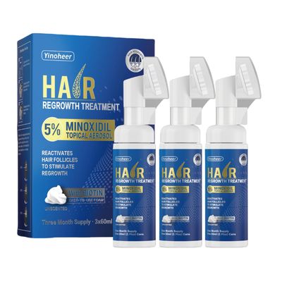 5 Minoxidil Foam for Men and WomenHair Loss and Hair Regrowth, Biotin Minoxidil, Topical Treatment for Thinning Hair, Hair Growth and Thickening, 2.11 Ounce, 3 PCS (2.11 Ounce (Pack of 3))