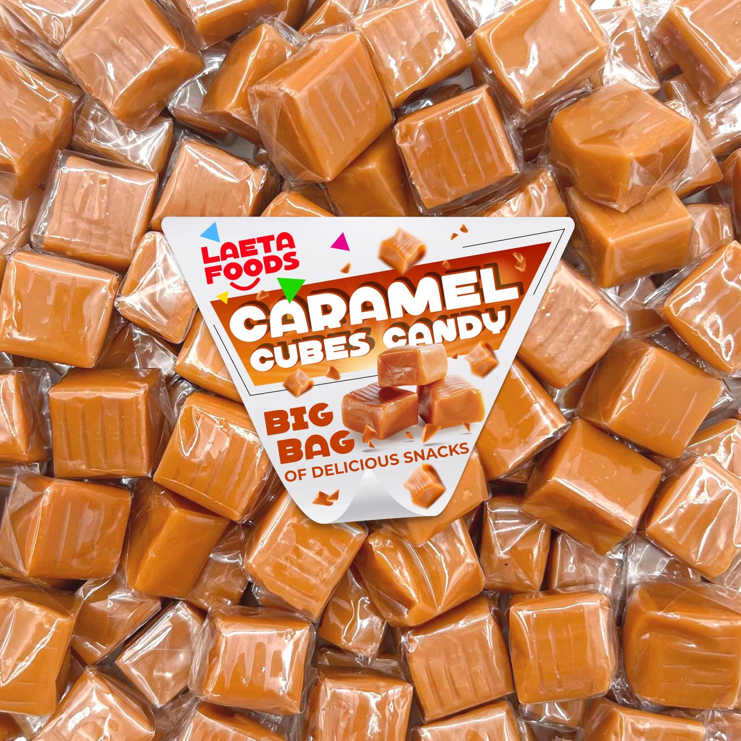 Caramel Cubes Candy 2 Pound Bag Individually Wrapped Classic Chews - Approx. 130 Count