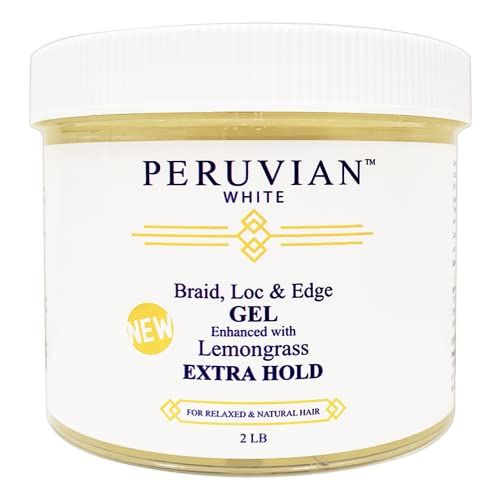 Peruvian white Braids N Lox Braid, Loc Edge Braiding Gel EXTRA HOLD for Relaxed Natural Hair, 2 LBS. (Lemongrass)