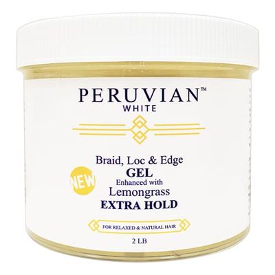 Peruvian white Braids N Lox Braid, Loc Edge Braiding Gel EXTRA HOLD for Relaxed Natural Hair, 2 LBS. (Lemongrass)
