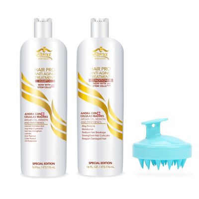 Eternal Spirit Beauty Hair Pro Anti-Aging Treatment Shampoo 16 oz and Conditioner 16 oz, Free Scalp Massager Shampoo Brush. with Swiss Stem Cells.