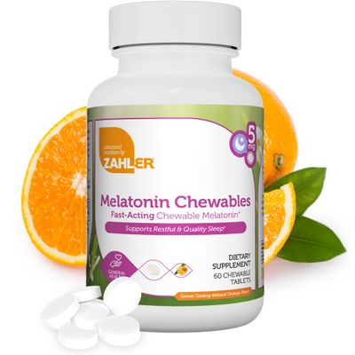 Zahler Melatonin 5mg Tablets - Fast-Acting Chewable Melatonin 5 mg Tablets - Delicious Orange Flavor - Supports Restful and Quality Sleep - Kosher Non GMO Made in USA Dietary Supplement, 60 Count