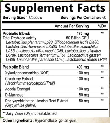 Built by Nature Vaginal Probiotics for Women - pH Balance Feminine Health with Prebiotics, Lactobacillus Cranberry Extract - 50 Billion CFU - Support UT, Vaginal Odor Flora - 60 Capsules