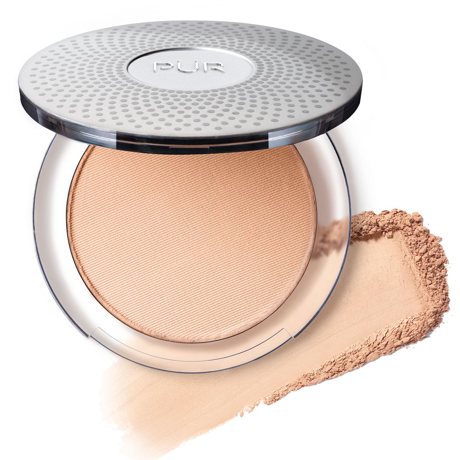 PUR Beauty 4-in-1 Pressed Mineral Makeup Powder Foundation with SPF 15 - Concealer Finishing Compact Pressed Powder for Face - Buildable Medium to Full Coverage Foundation Powder (Blush Medium)
