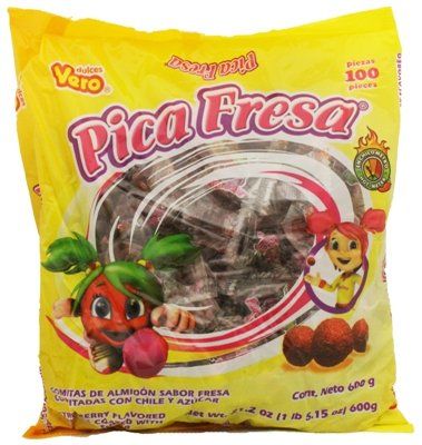 Vero Pica fresa - Strawberry Flavored Chewy Gummy Candy Treats - 100 Piece (Pack of 1)- (1 Lb, 5.15 Ounces Each) - Individually Wrapped Mexican Candy Perfect for Piatas, Halloween, and More