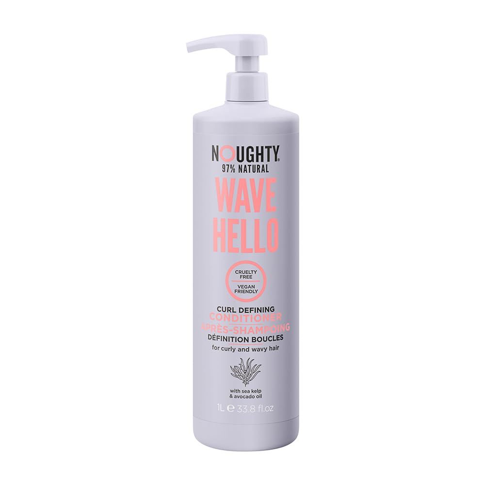 Noughty 97 Natural Wave Hello Curl Defining Conditioner, to Condition, Soften and Define Curls with Sea Kelp Extract and Avocado Oil, Sulphate Free Vegan Haircare 1L