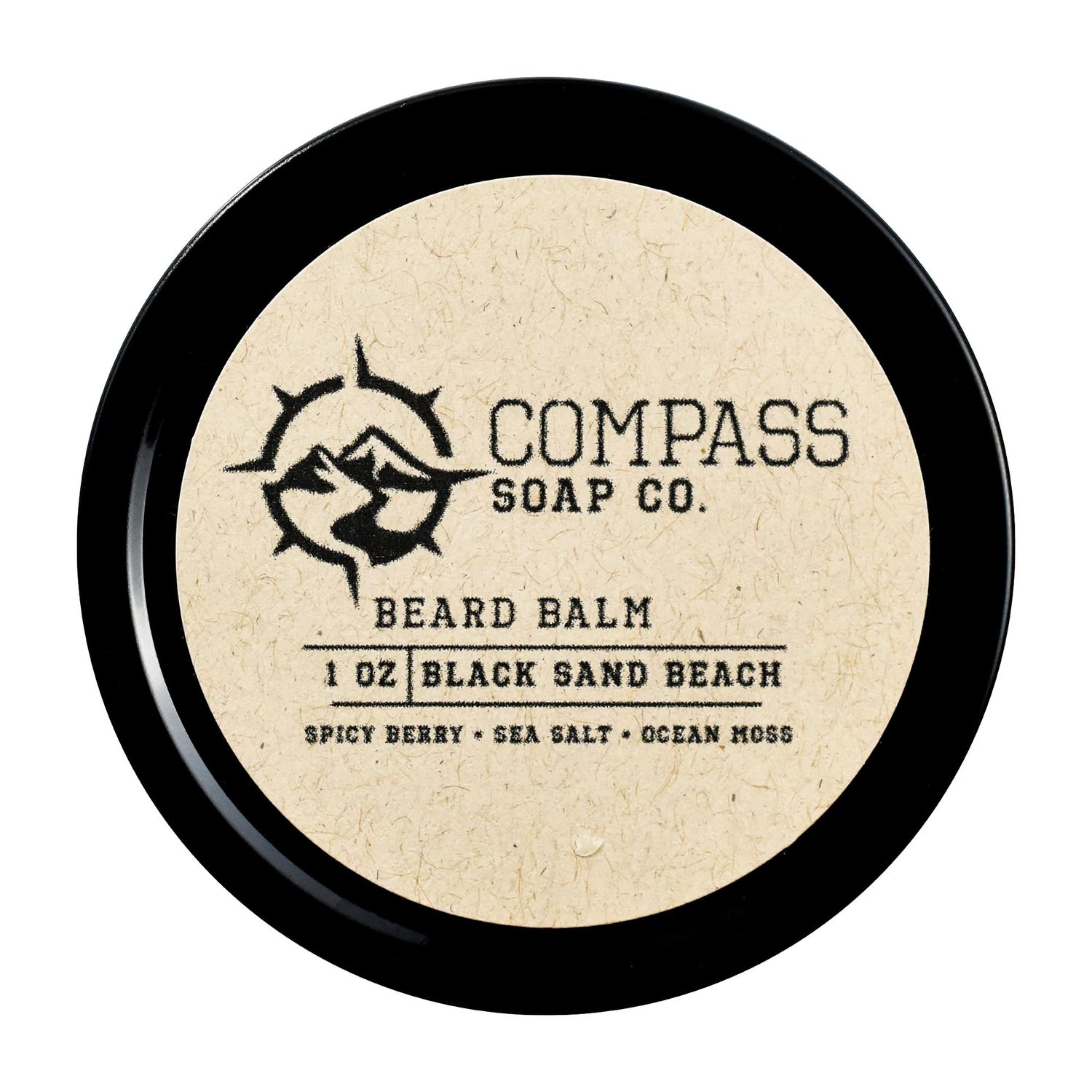 Compass Soap - Black Sand Beach Beard Balm for Men Best Beard Softener for Men with Nourishing Oils, for Healthier Fuller Facial Hair Growth, 1 oz.
