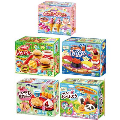 Assortment of 5 Kracie Popin Cookin Happy Kitchen kits 5 packs of Japanese DIY Candy.