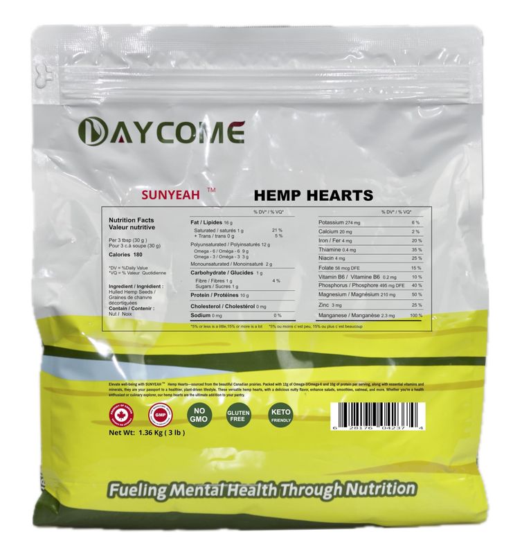 Canadian Hemp Hearts, 3 lb hulled Hemp Seeds, Saskatchewan Harvest, Shelled Hemp Seeds, Great for Smoothies, yogurt salad, Non-GMO, Vegan, Keto, Gluten Free