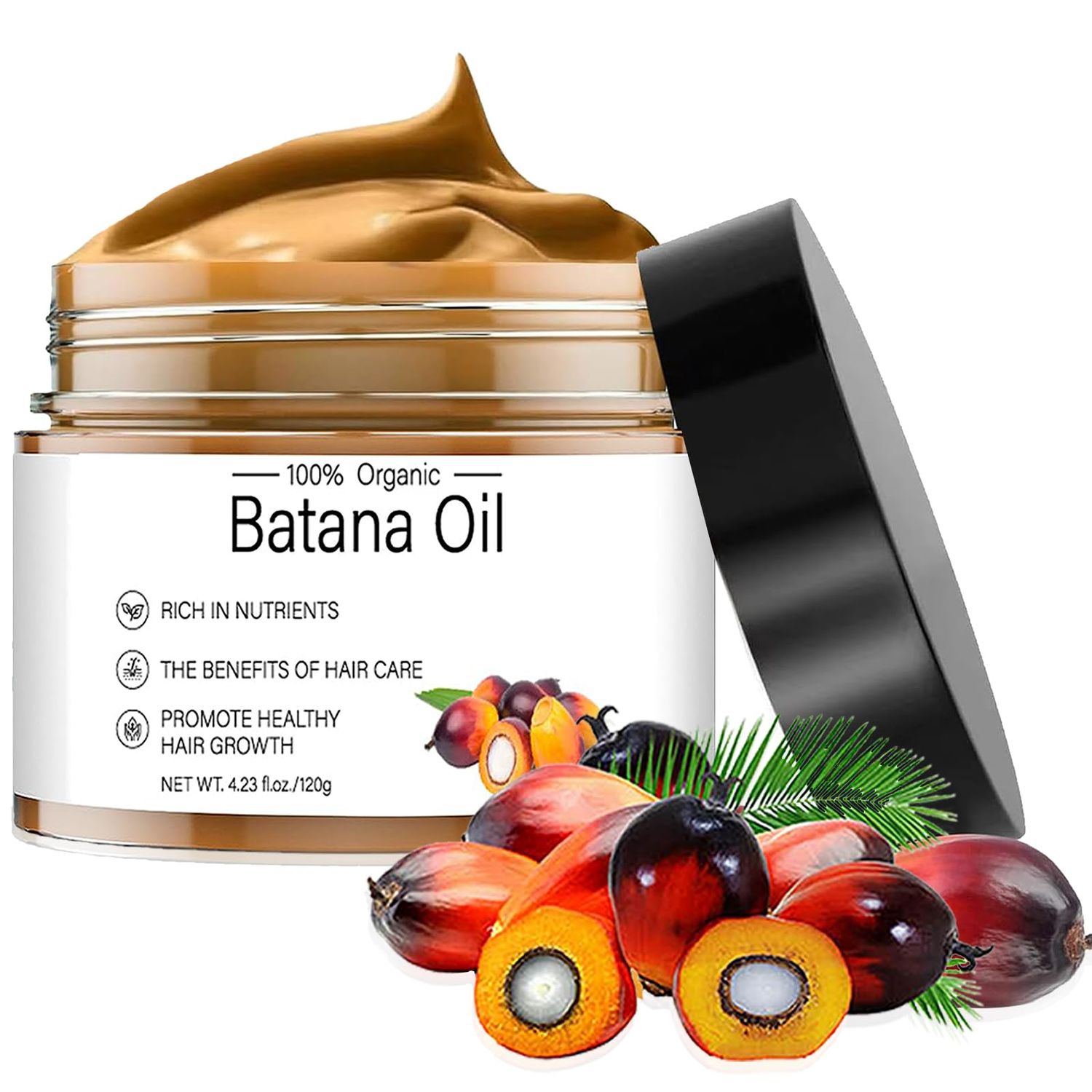 Raw Batana Oil for Hair Growth, 100 Pure Natural Batana Oil Dr. Sebi from Honduras, Unrefined Organic, Prevent Hair Loss, Enhances Hair Thickness for MenWomen (4.23 fl oz)