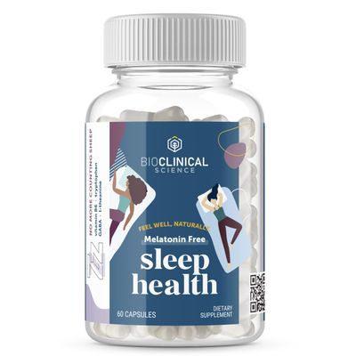 BioClinical Science Sleep Health Melatonin Free - Scientifically Formulated with Vitamin B6, L-Theanine, Tryptophan, and GABA - 120 Capsules - 60 Day Supply