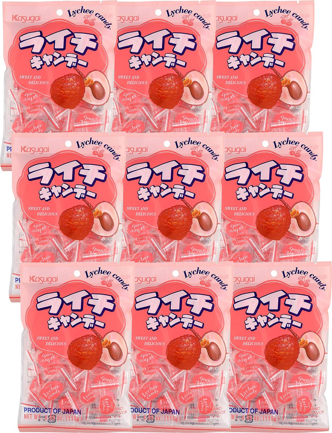 Kasugai Lychee Candy 4.05oz (9 Pack)