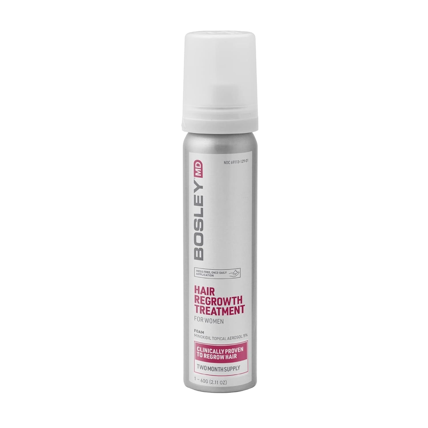 BosleyMD Foam, Extra Strength Thinning Treatment for Hair Loss and Hair Regrowth for Women 2-5 Topical Solution, FoamMousse, 1-month supply, 2 oz