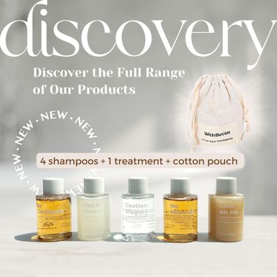 WithBecon Hair Loss Treatment Shampoo Conditioner Discovery Travel Kit with Cotton Pouch - Paraben Free, Cruelty Free (5 bottles, 1.7 fl oz each)