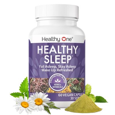 Healthy Sleep - 10 REM Inducing Ingredients - Supports All Stages of Deep Rest - Insomnia - Anxious - Restless - Melatonin - Valerian - Chamomile - Theanine - GABA - Hops - Lemon Balm - 60 Count