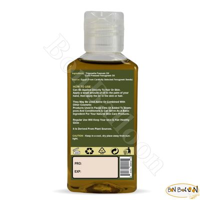 bonballoon Nature Mix Fenugreek Oil Essential Oils Organic Natural Undiluted Pure For Hair Growth Skin Health Care Massage Cold Pressed Premium Quality ( 3.38 oz 100 ml )